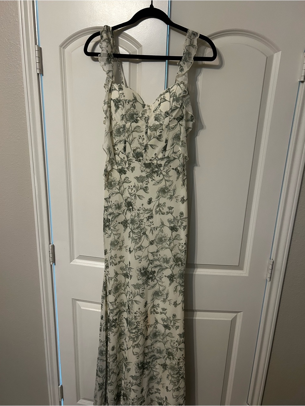 Windsor Cream Maxi Dress with Sage Green Floral Print